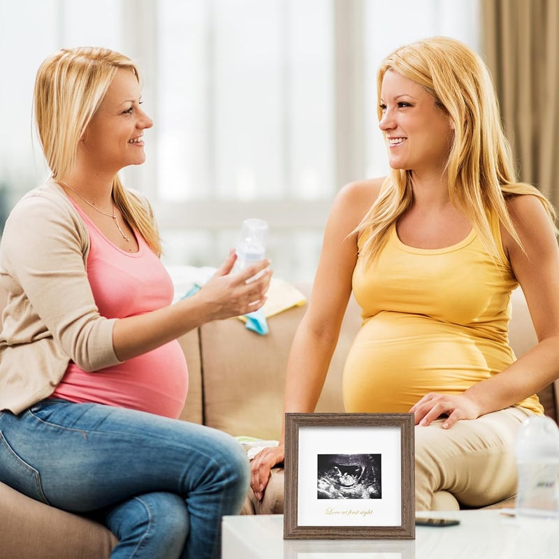 KINLINK Baby Sonogram Picture Frame, Love at First Sight Ultrasound Picture Frame, Pregnancy Gifts for Expecting Mom&Dad, Gender Reveal Party, Baby Keepsake Announcement Rustic Brown - Image 5